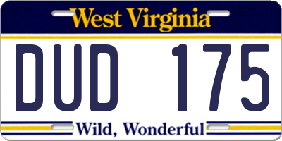 WV license plate DUD175