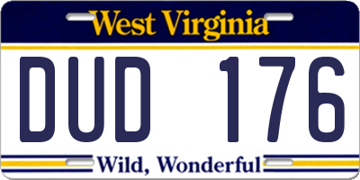 WV license plate DUD176