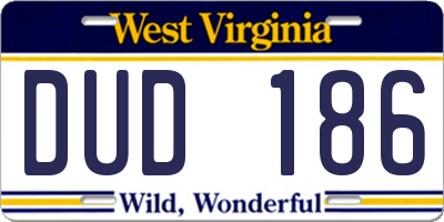 WV license plate DUD186