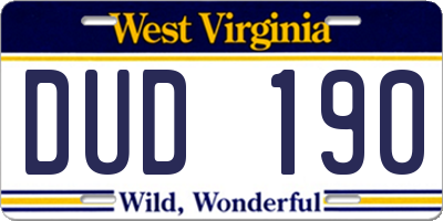 WV license plate DUD190