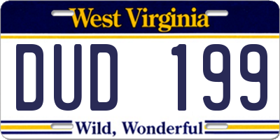 WV license plate DUD199