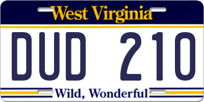 WV license plate DUD210