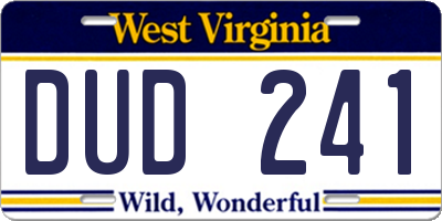 WV license plate DUD241