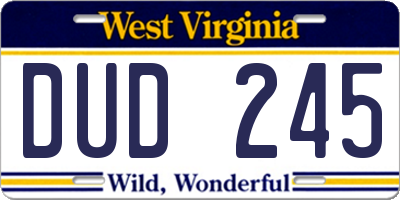 WV license plate DUD245