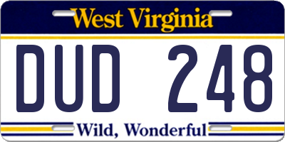 WV license plate DUD248