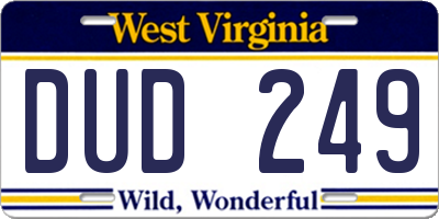 WV license plate DUD249