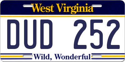 WV license plate DUD252