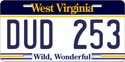 WV license plate DUD253