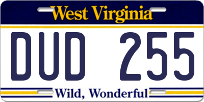 WV license plate DUD255