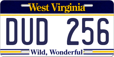 WV license plate DUD256