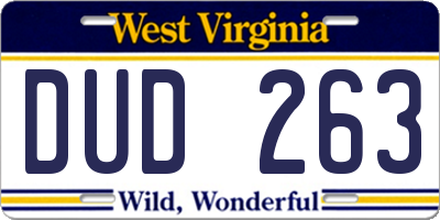 WV license plate DUD263