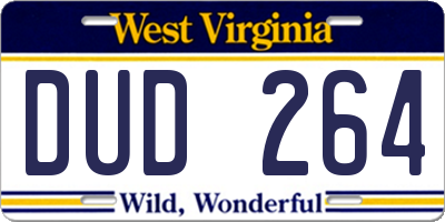 WV license plate DUD264
