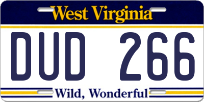WV license plate DUD266