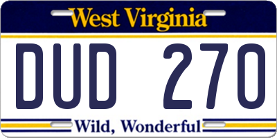 WV license plate DUD270