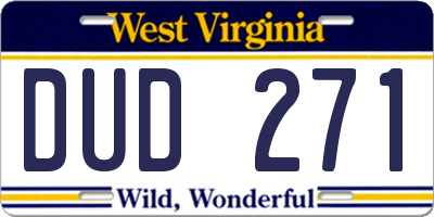 WV license plate DUD271