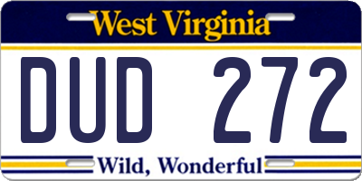 WV license plate DUD272