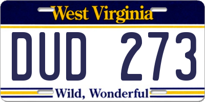 WV license plate DUD273