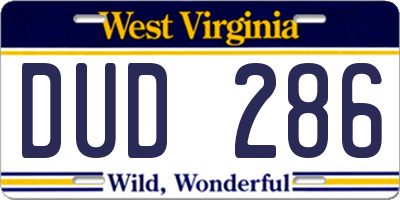 WV license plate DUD286