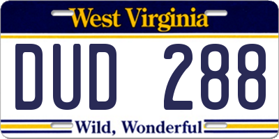 WV license plate DUD288