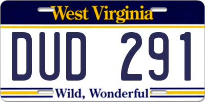 WV license plate DUD291