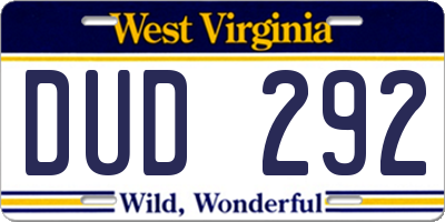 WV license plate DUD292