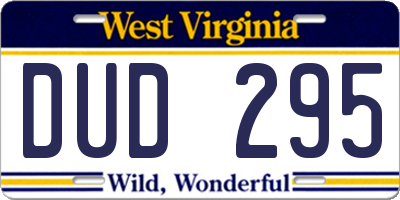 WV license plate DUD295
