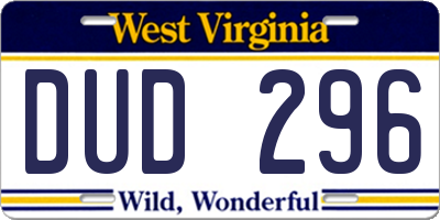 WV license plate DUD296