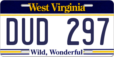 WV license plate DUD297