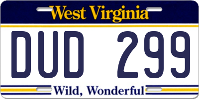 WV license plate DUD299