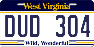 WV license plate DUD304