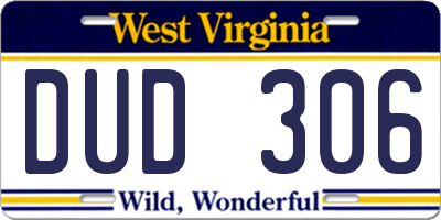 WV license plate DUD306