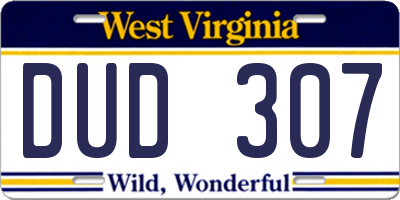 WV license plate DUD307