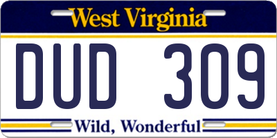 WV license plate DUD309