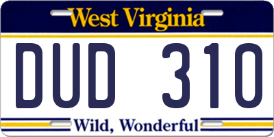 WV license plate DUD310