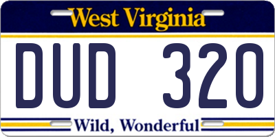 WV license plate DUD320