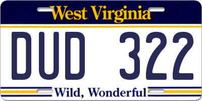 WV license plate DUD322