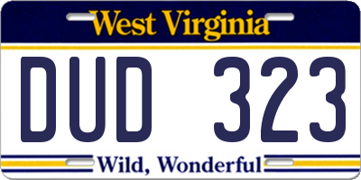 WV license plate DUD323