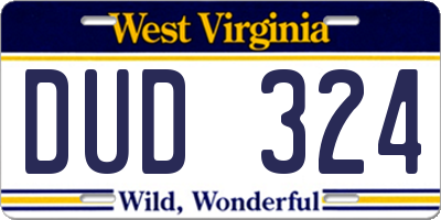 WV license plate DUD324