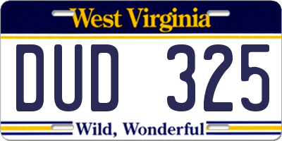 WV license plate DUD325