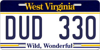 WV license plate DUD330