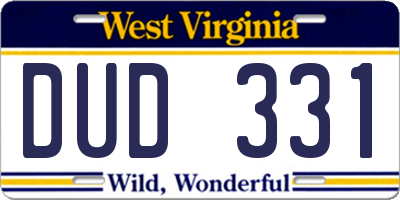 WV license plate DUD331