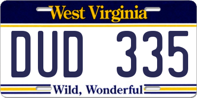 WV license plate DUD335