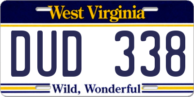 WV license plate DUD338