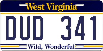 WV license plate DUD341