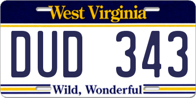 WV license plate DUD343
