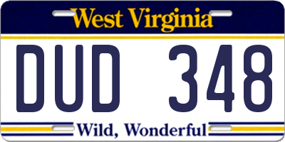 WV license plate DUD348