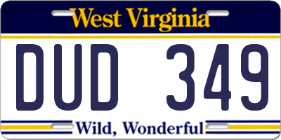 WV license plate DUD349