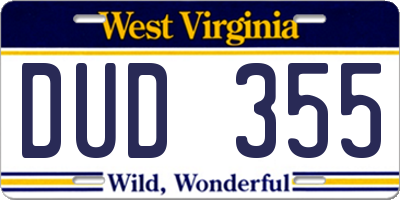 WV license plate DUD355