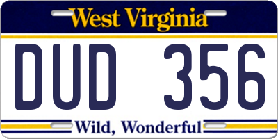 WV license plate DUD356