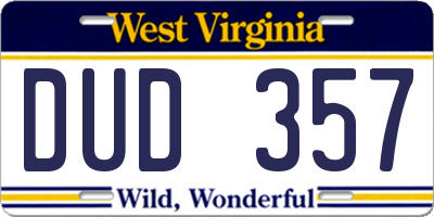 WV license plate DUD357